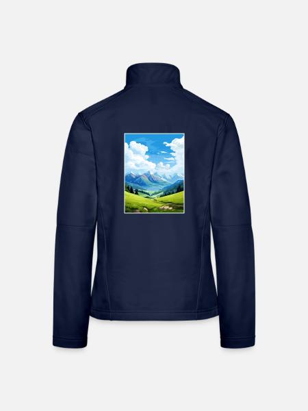 Reiseplakat des Pyrenäen-Nationalparks in Frankreich - Frauen Softshelljacke - Navy - Hinten