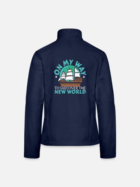 Auf dem Weg zur Entdeckung der Neuen Welt Kolumbus - Frauen Softshelljacke - Navy - Hinten