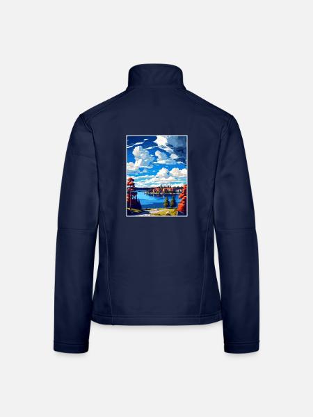 Östersund Schweden Vintage Reiseposter Souvenir - Frauen Softshelljacke - Navy