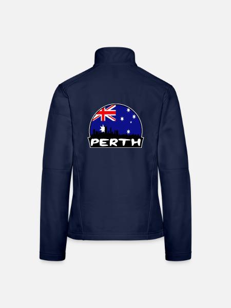 Perth Australien Flagge Skyline Silhouette Reisen - Frauen Softshelljacke - Navy - Hinten
