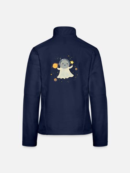 Geist Astronaut Kostüm für Halloween Weltraum - Frauen Softshelljacke - Navy - Hinten