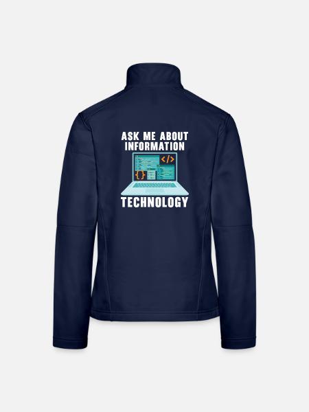Ask Me About Information Technology Tech Support - Frauen Softshelljacke - Navy - Hinten