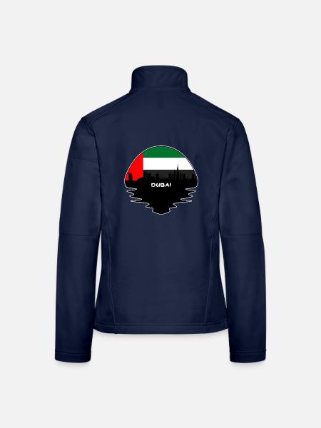Dubai VAE Flagge Skyline Silhouette Reisen - Frauen Softshelljacke - Navy - Hinten