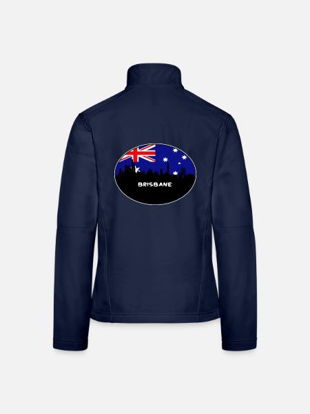 Brisbane Australien Flagge Skyline Silhouette Reisen - Frauen Softshelljacke - Navy - Hinten