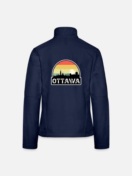 Ottawa Kanada Flagge Skyline Reisesouvenir - Frauen Softshelljacke - Navy - Hinten