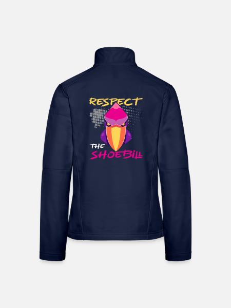Respekt vor dem Schuhschnabel Storch Walfischkopf - Frauen Softshelljacke - Navy - Hinten