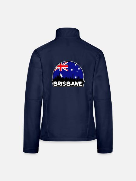 Brisbane Australien Flagge Skyline Silhouette Reisen - Frauen Softshelljacke - Navy - Hinten