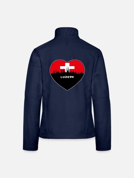 Flaggen-Skyline-Reise-Andenken Luzerns die Schweiz - Frauen Softshelljacke - Navy - Hinten