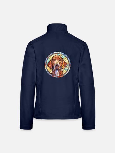 Plott Hund Hund Rasse Buntes Glas Buntes Wasser - Frauen Softshelljacke - Navy - Hinten