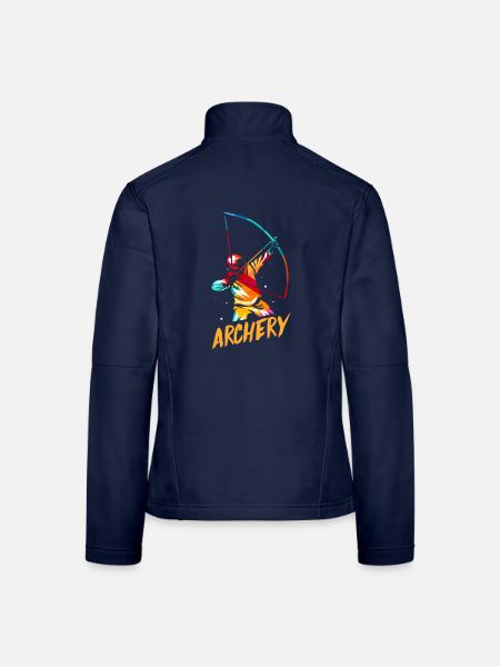 Konzentrierter Bogenschütze Wettkampf - Frauen Softshelljacke - Navy - Hinten