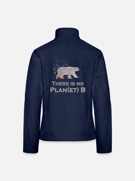 No Planet B – Eisbär Klimawandel Statement - Frauen Softshelljacke - Navy - Hinten