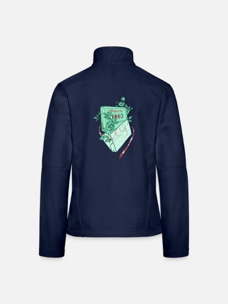 Oldschool Tape - Frauen Softshelljacke - Navy - Hinten