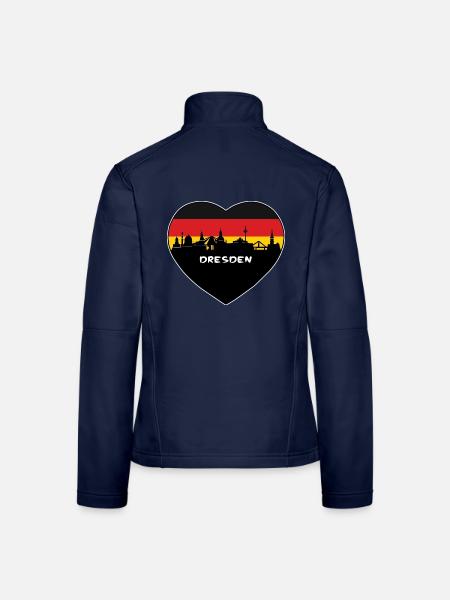 Flaggen-Skyline-Reise-Andenken Dresdens Deutschland - Frauen Softshelljacke - Navy - Hinten