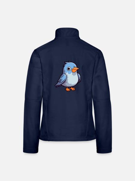 Kuckuck niedliche Karikatur Kawaii Aquarell Tier Haustier - Frauen Softshelljacke - Navy - Hinten