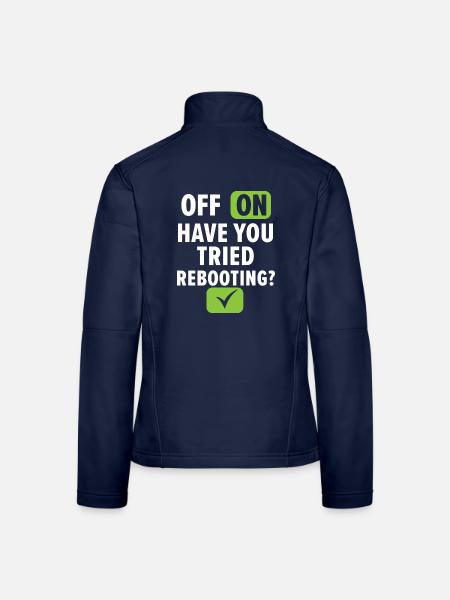 Off On Have You Tried Rebooting? Tech Support - Frauen Softshelljacke - Navy - Hinten