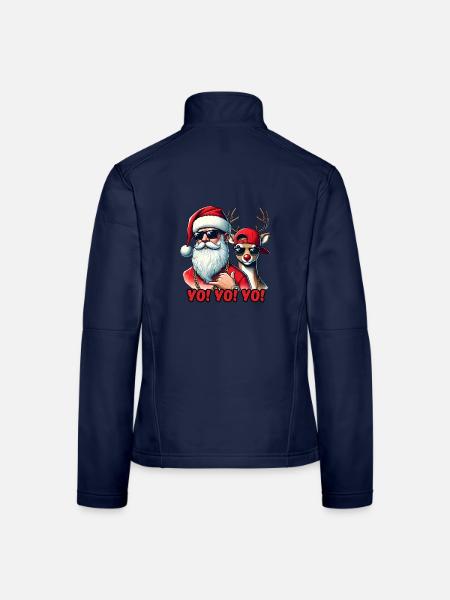 Hallo! Hallo! Hallo! Weihnachtsmann & Rentiere - Frauen Softshelljacke - Navy - Hinten