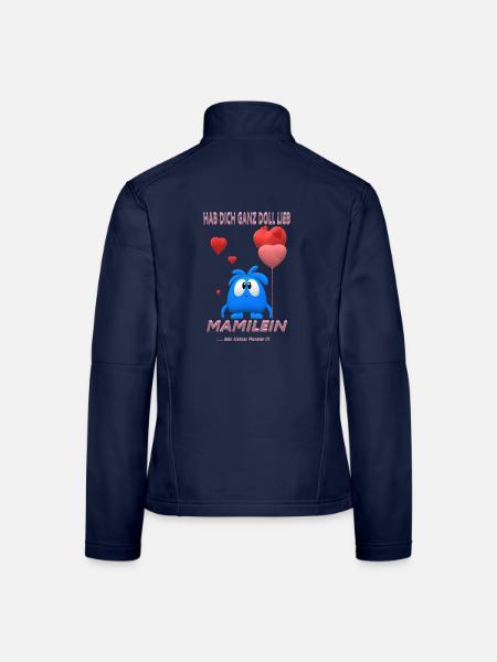 hab dich lieb mami - Frauen Softshelljacke - Navy - Hinten