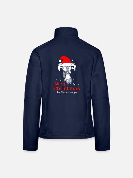 Merry Christmas Schafbock Frohe Weihnachten - Frauen Softshelljacke - Navy - Hinten