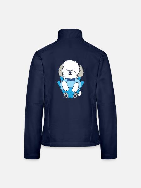 Bichon Frise Hundeliebhaber Hundezüchter Welpe Pfo - Frauen Softshelljacke - Navy - Hinten