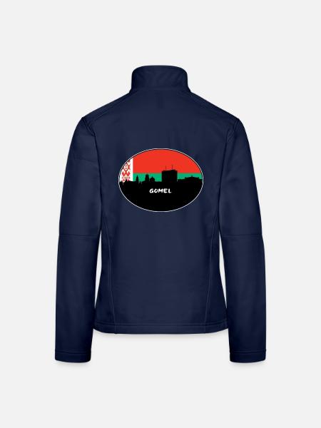 Gomel Weißrussland Flagge Skyline Silhouette Reisen - Frauen Softshelljacke - Navy - Hinten