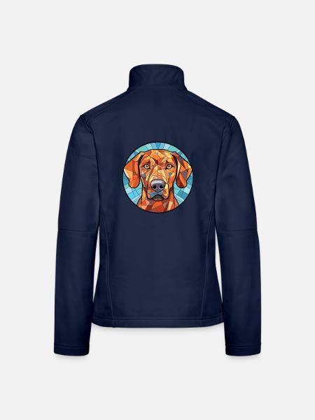Rhodesian Ridgeback Hunderasse buntes Aquarell - Frauen Softshelljacke - Navy - Hinten