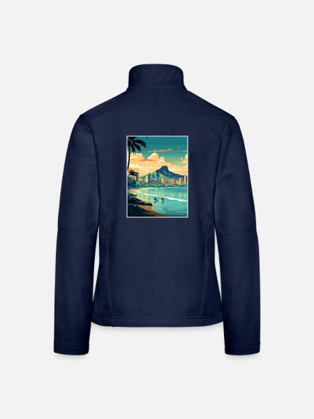 Honolulu Hawaii Vintage Reiseposter WPA Souvenir - Frauen Softshelljacke - Navy - Hinten