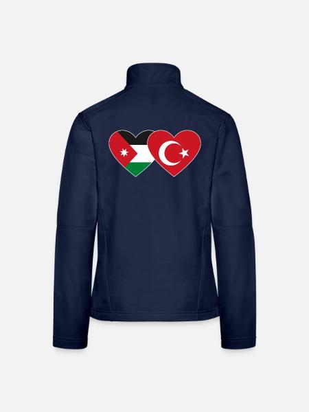 Jordanien Türkei Flagge Herz - Frauen Softshelljacke - Navy - Hinten