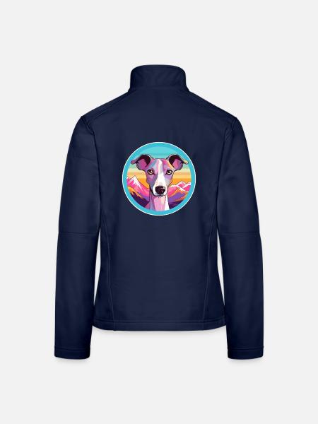 Whippet Hund Rasse Cartoon Kawaii Aquarell - Frauen Softshelljacke - Navy