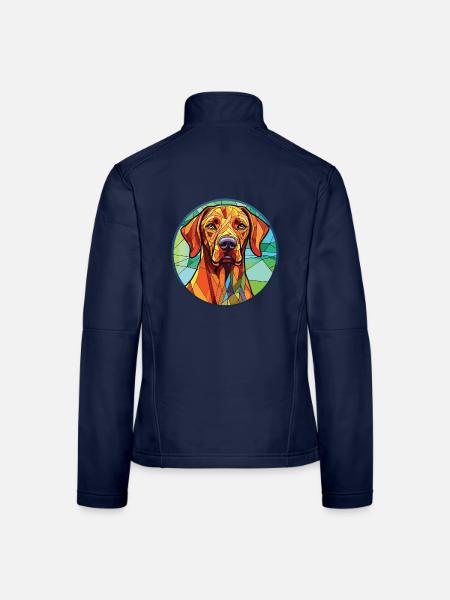 Rhodesian Ridgeback Hund Buntes Aquarell Haustier - Frauen Softshelljacke - Navy - Hinten