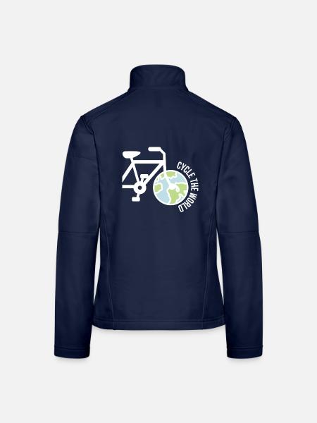 Abenteuerlustiger Radfahrer Weltreise - Frauen Softshelljacke - Navy - Hinten