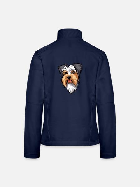 Biewer Terrier Hunderasse Cartoon Kawaii Illustrati - Frauen Softshelljacke - Navy - Hinten