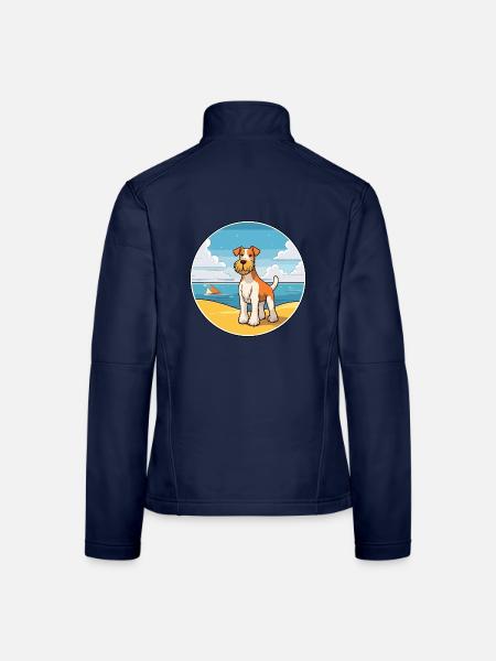draht foxterrier hunderasse cartoon kawaii clipart - Frauen Softshelljacke - Navy - Hinten