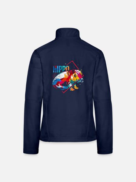 Massives Nilpferd Flusspferd - Frauen Softshelljacke - Navy