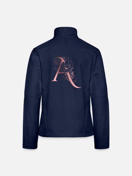 Buchstabe A Vorname - Frauen Softshelljacke - Navy - Hinten