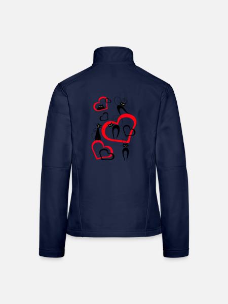 Katzen - Frauen Softshelljacke - Navy - Hinten
