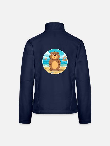 Gopher Aquarell Cartoon Kawaii Clipart Tier - Frauen Softshelljacke - Navy - Hinten