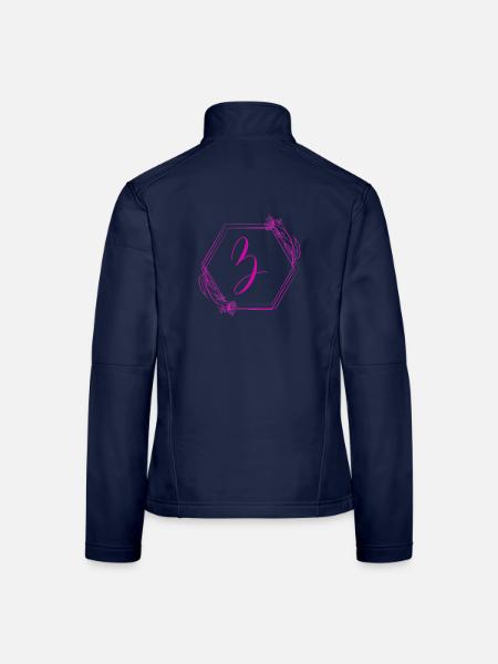 Blumenrahmen Z Kalligraphie - Frauen Softshelljacke - Navy - Hinten
