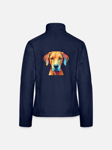 Rhodesian Ridgeback Hunderasse buntes Aquarell - Frauen Softshelljacke - Navy - Hinten