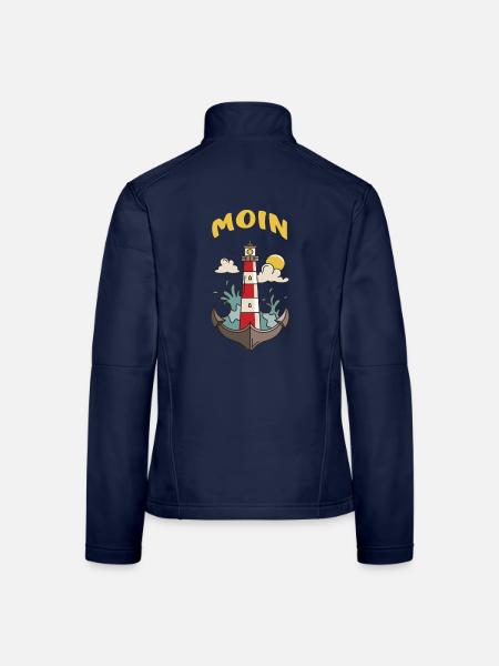 Moin Leuchtturm Anker Wolken Nordsee Ostsee - Frauen Softshelljacke - Navy