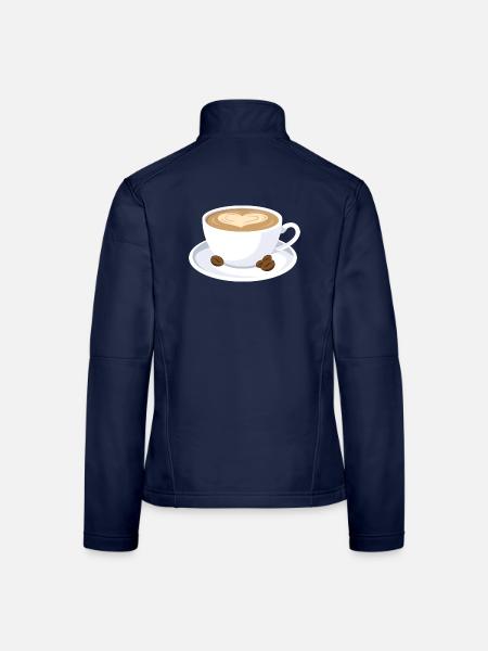 Kaffee Tasse Capuccino Milchkaffee Geschenk - Frauen Softshelljacke - Navy - Hinten