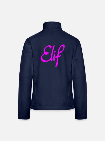Neon Elif Schriftzug - Frauen Softshelljacke - Navy - Hinten