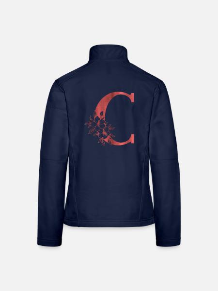 C Monogramm Buchstabe - Frauen Softshelljacke - Navy - Hinten