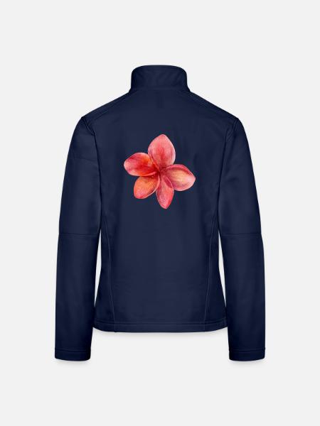 Blume rot - Frauen Softshelljacke - Navy - Hinten