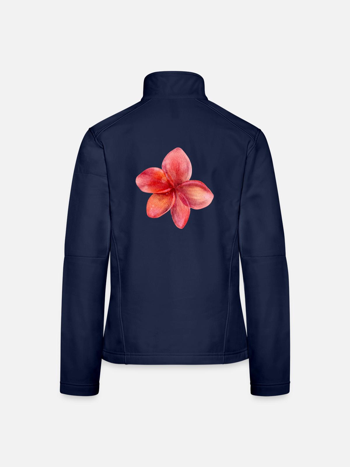 Blume rot - Frauen Softshelljacke - Navy - Hinten