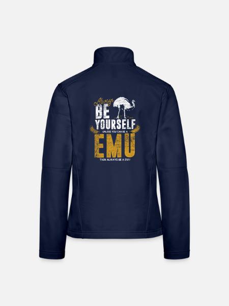 Neugieriger Emu Australien Outback - Frauen Softshelljacke - Navy - Hinten