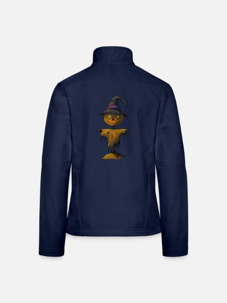 Kürbis Vogelscheuche Hexe - Frauen Softshelljacke - Navy - Hinten
