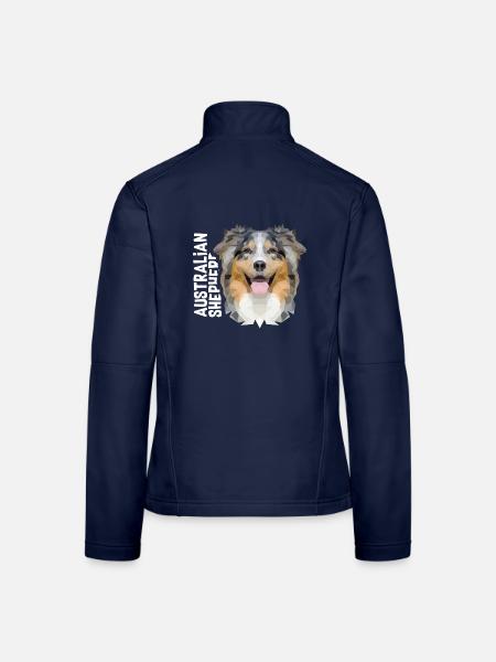 Quirliger Australian Shepherd Hütehund - Frauen Softshelljacke - Navy - Hinten