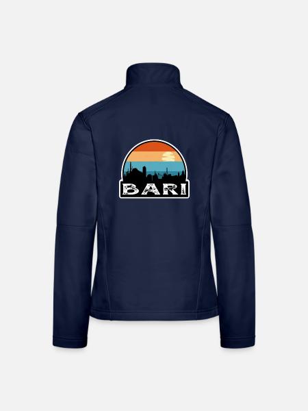 Bari Italien Flagge Skyline Reisesouvenir - Frauen Softshelljacke - Navy - Hinten