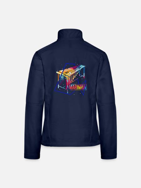 Schwungvoller Marimba Bühnenauftritt - Frauen Softshelljacke - Navy - Hinten