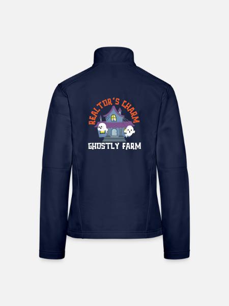 Makler Charme Geisterfarm Makler Halloween - Frauen Softshelljacke - Navy - Hinten